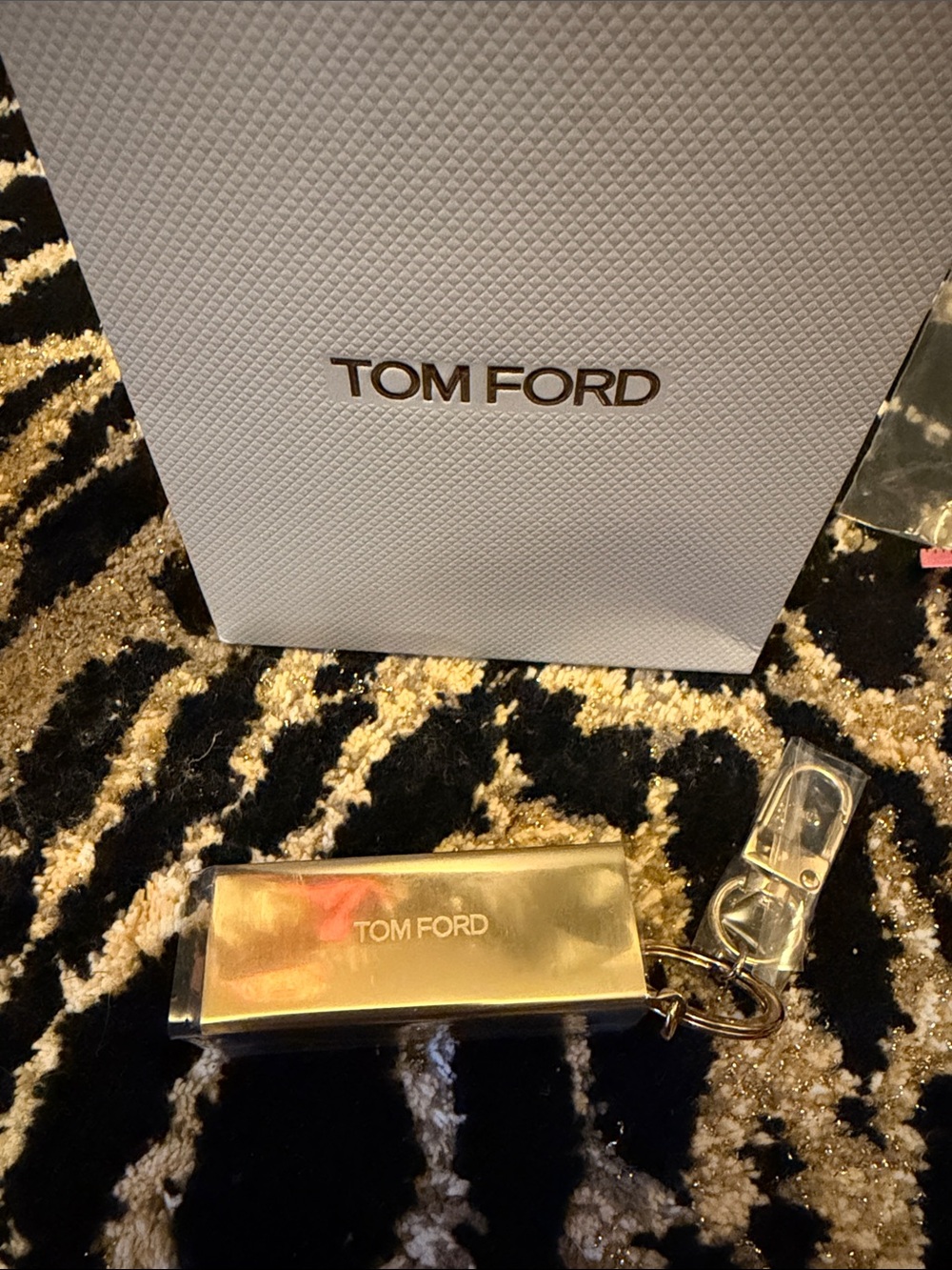 Tom Ford Gold Rectangular Lipstick Holder with Branded Plate
